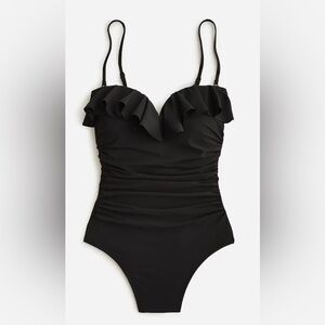 J.CREW *NEW* Matte Rushed One-Piece Swimsuit with Ruffles, Size 6